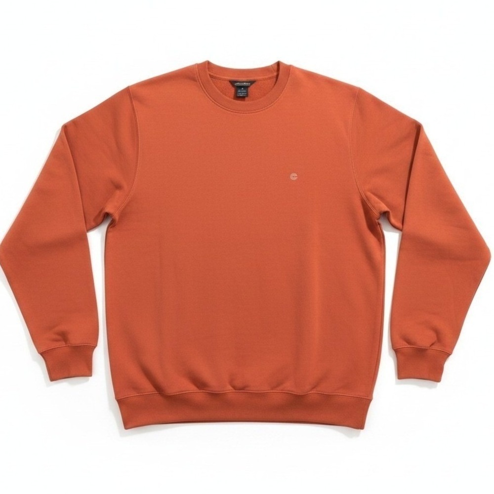 Eddie Bauer Mens Camp Fleece Crewneck Sweatshirt Rust Orange Pullover T2XL New